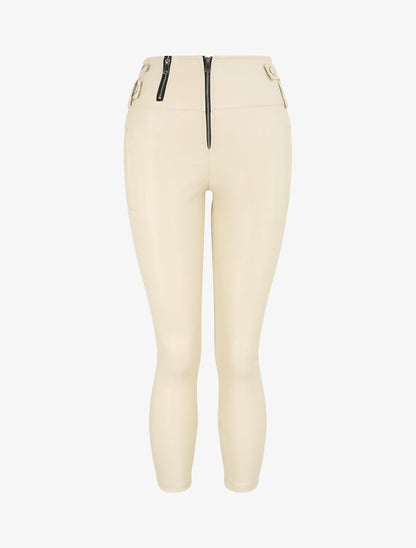 Pantalon simili uni - Beige - 1