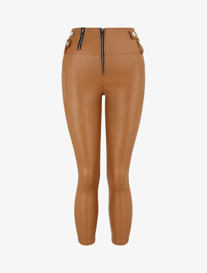 Pantalon simili uni - Camel - 1