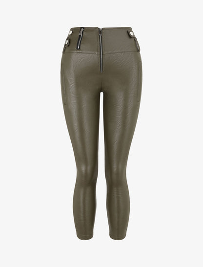 Pantalon simili uni - Kaki - 4