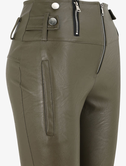 Pantalon simili uni - Kaki - 3