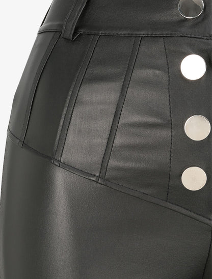 Pantalon ciré slim uni - Noir - 3