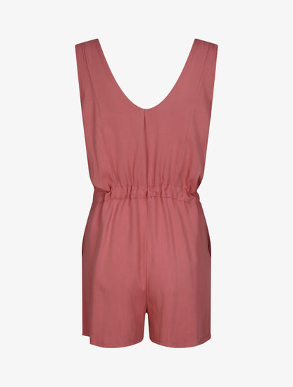 Combishort fluide unie à col zippé - Rose - 2
