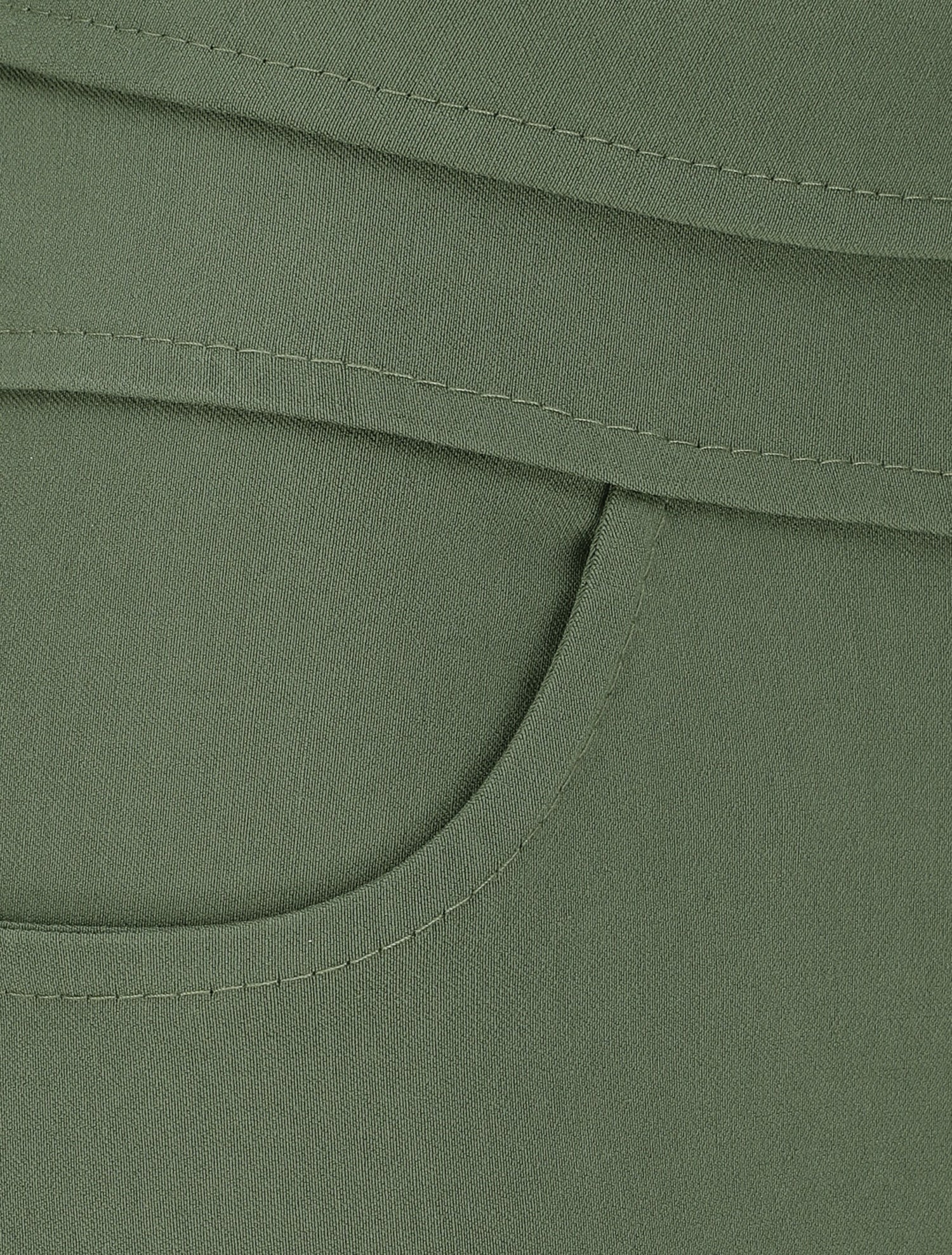Pantalon slim taille haute à boutons dorés - Kaki - 3