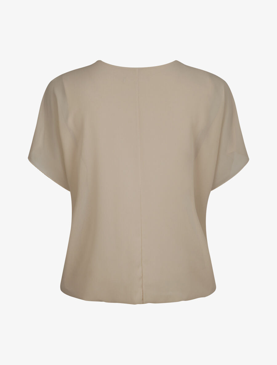 Top boule uni à zip - Beige - 2