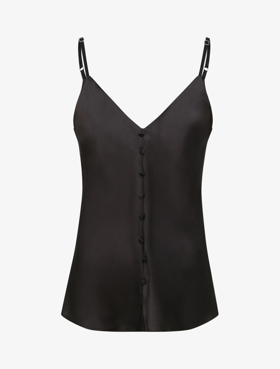 Caraco droit uni boutonné - Noir - 1