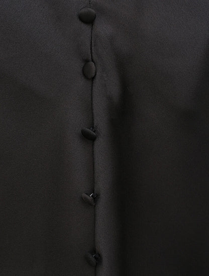 Caraco droit uni boutonné - Noir - 3