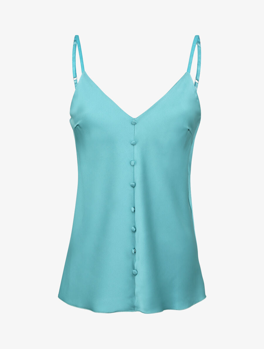 Caraco droit uni boutonné - Bleu - 1
