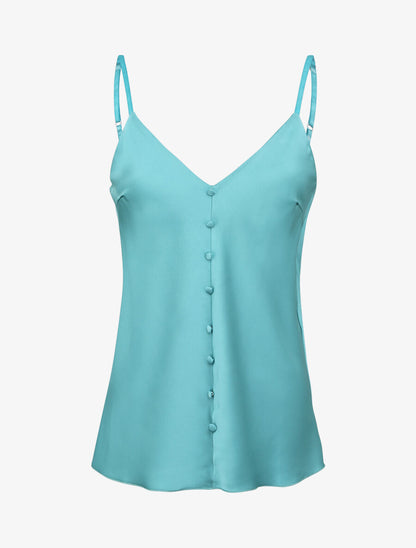 Caraco droit uni boutonné - Bleu - 1