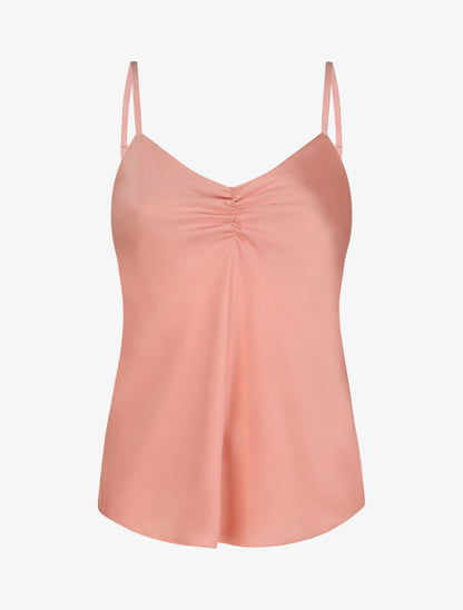 Caraco droit satiné à décolleté froncé - Rose - 4
