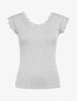 Top droit côtelé à bords en dentelle - Gris clair - 4