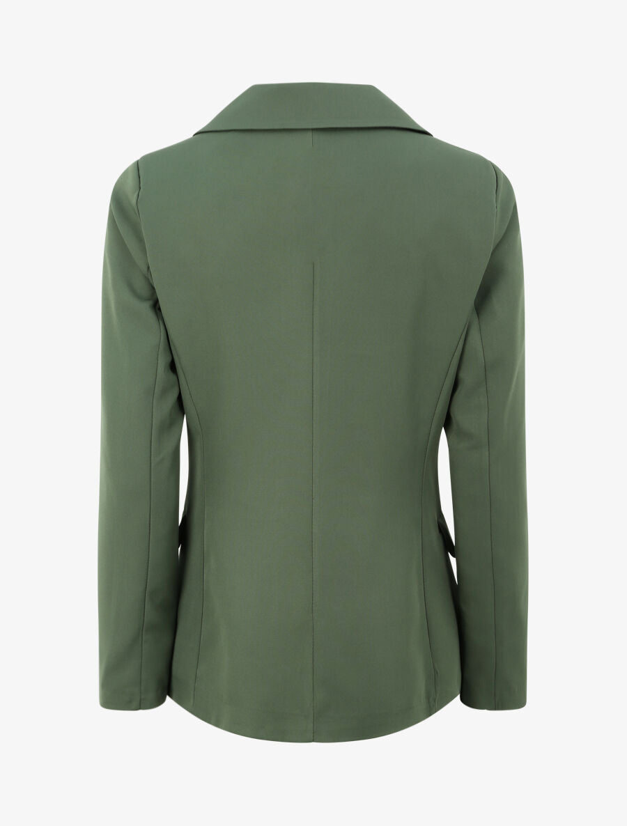 Blazer long croisé à boutons stylisés - Kaki - 2