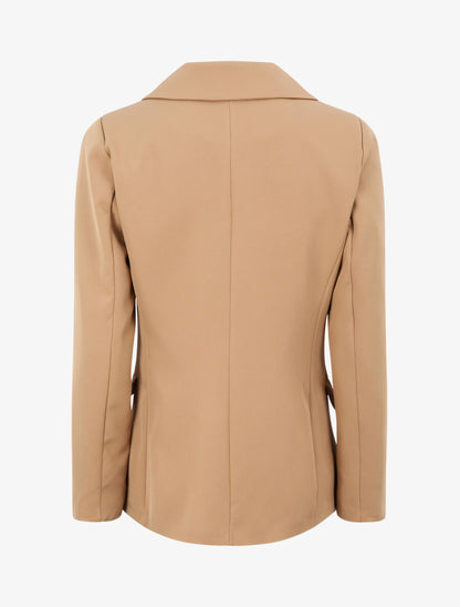 Blazer long croisé à boutons stylisés - Camel - 2