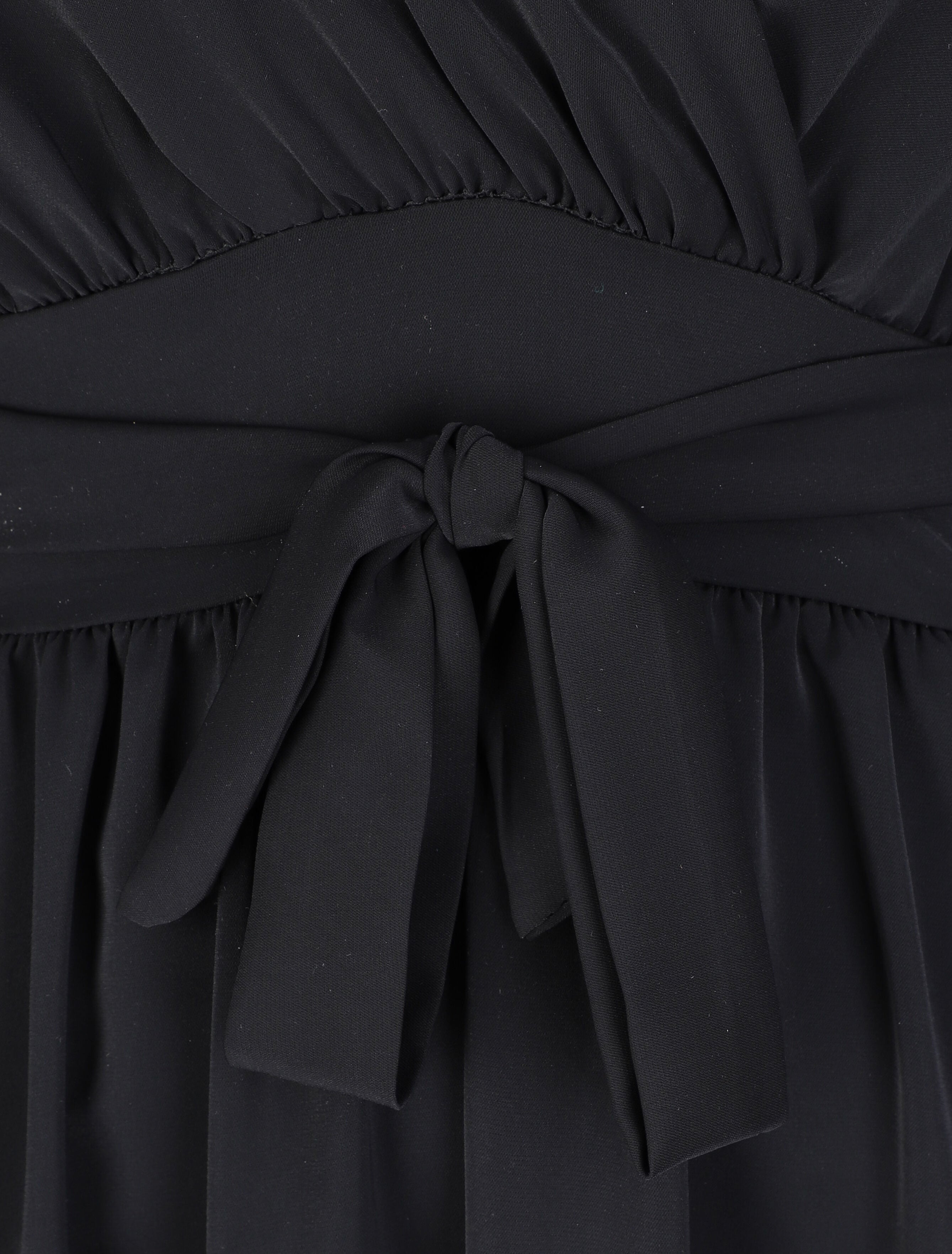 Robe courte patineuse à col cache-coeur - Noir - 3