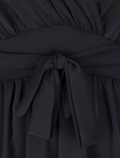 Robe courte patineuse à col cache-coeur - Noir - 3