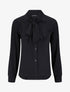 Chemise droite unie à col lavallière - Noir - 4