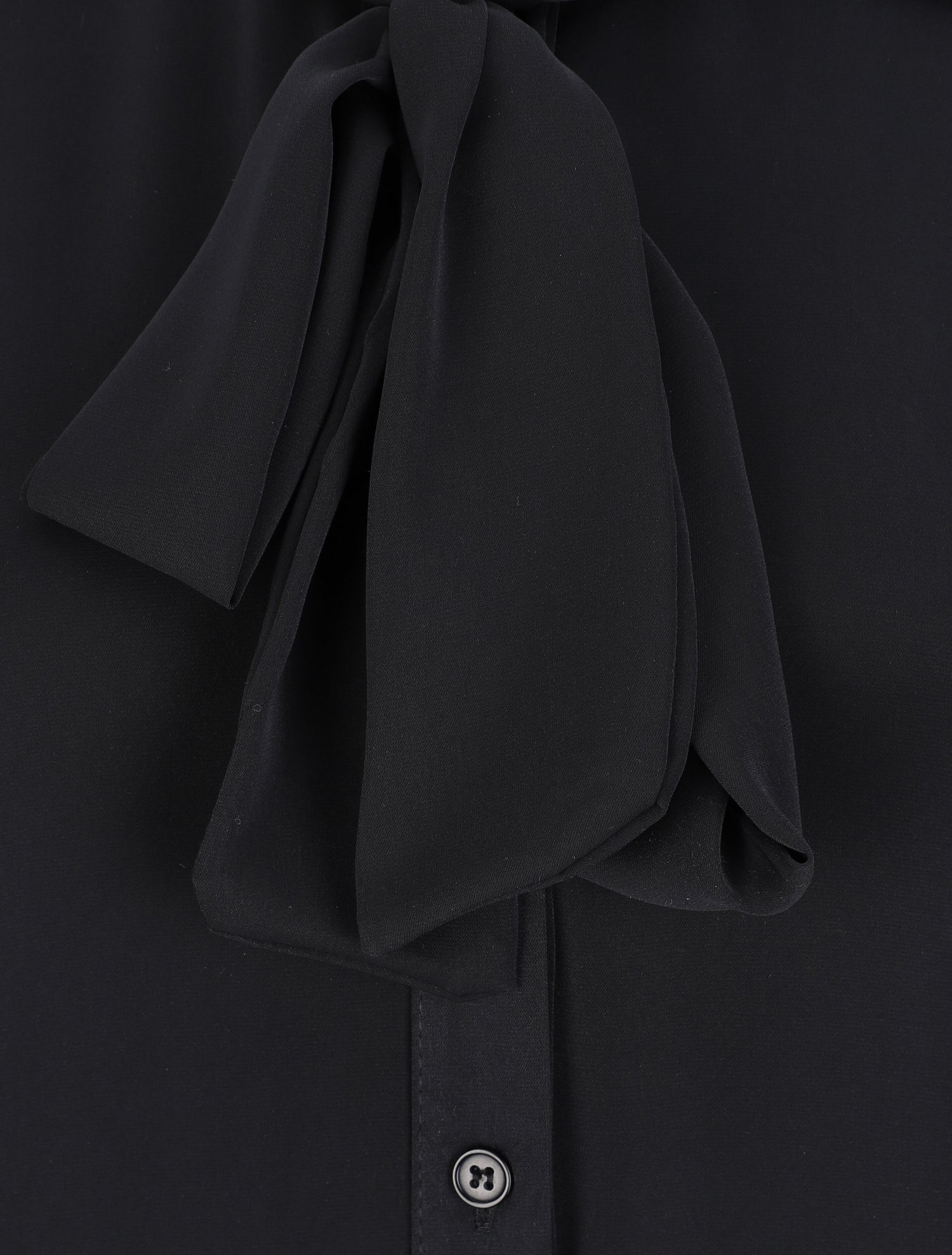 Chemise droite unie à col lavallière - Noir - 3