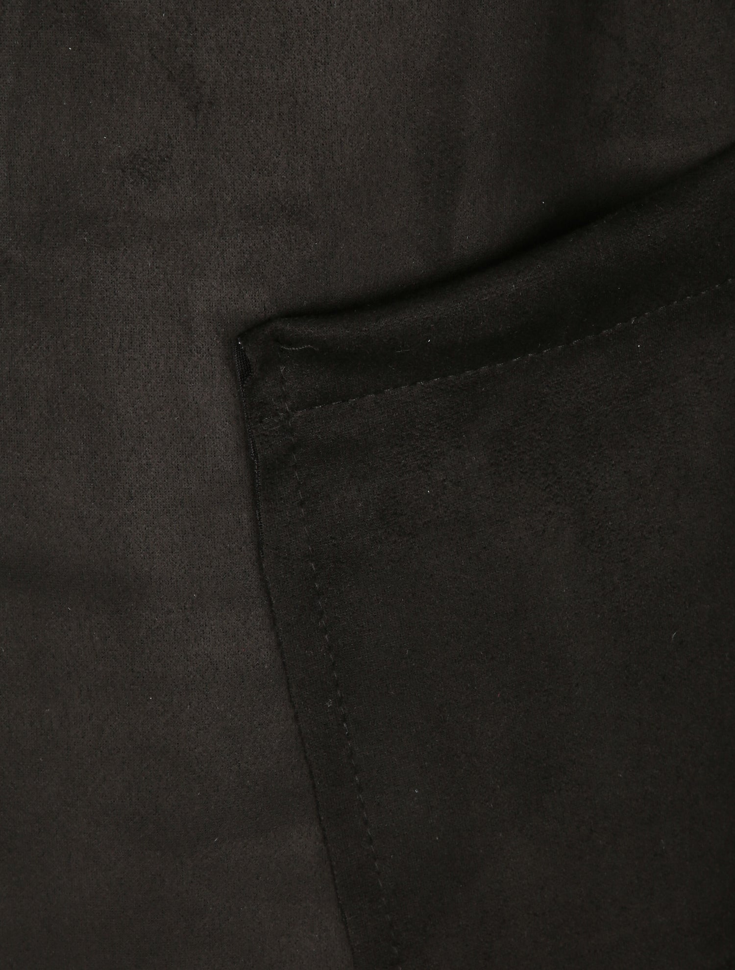 Veste droite mi-longue en suédine - Noir - 3