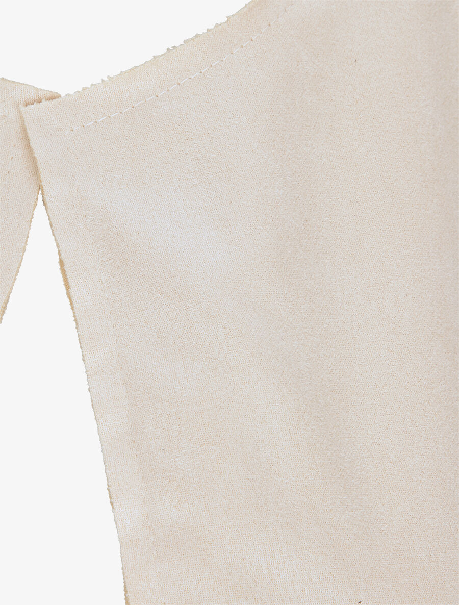 Veste droite mi-longue en suédine - Beige - 3