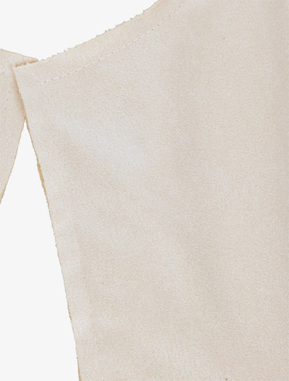 Veste droite mi-longue en suédine - Beige - 3