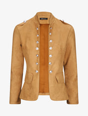 Veste officier cintrée en suédine - Camel - 1