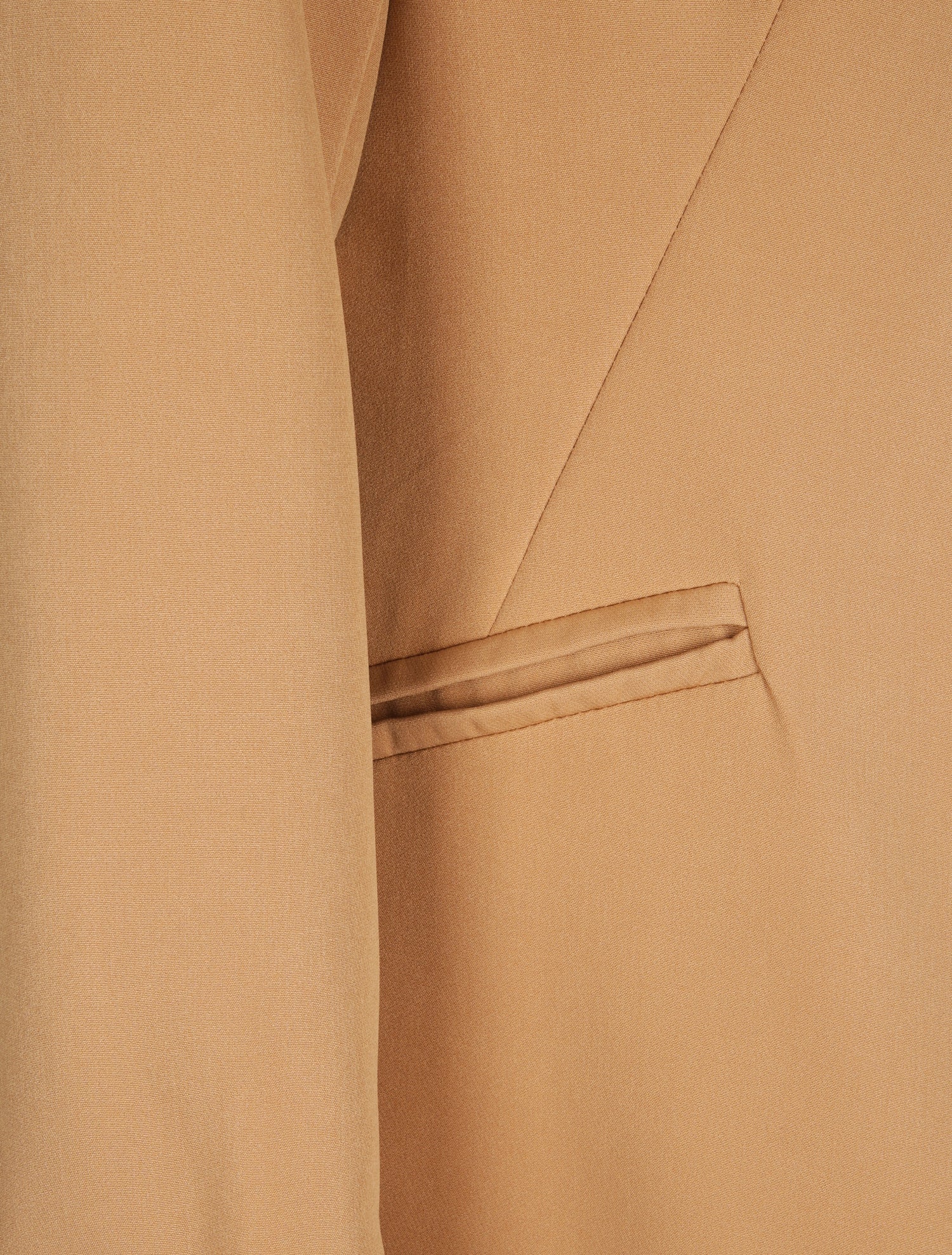 Veste droite unie manches à revers rayé - Camel - 3