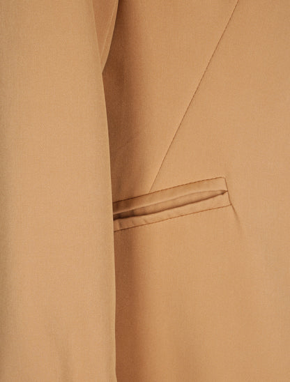 Veste droite unie manches à revers rayé - Camel - 3