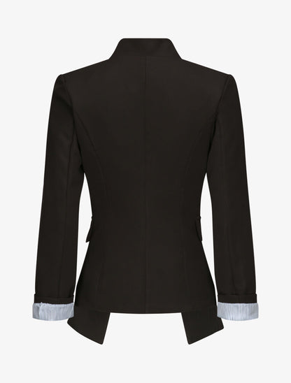 Blazer droit uni à col cranté - Noir - 2