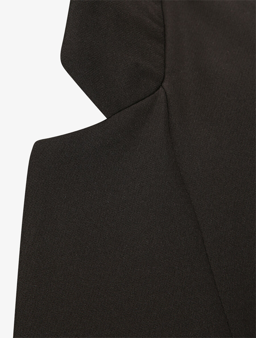 Blazer droit uni à col cranté - Noir - 3