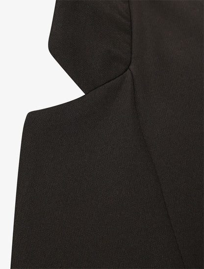 Blazer droit uni à col cranté - Noir - 3