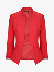 Blazer droit uni à col cranté - Rouge - 4