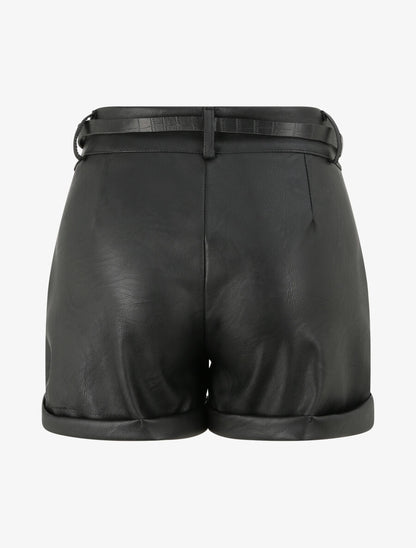 Mini-short à bords à revers - Noir - 2