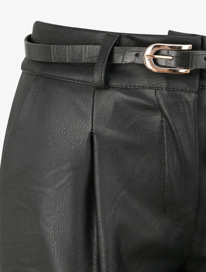 Mini-short à bords à revers - Noir - 3