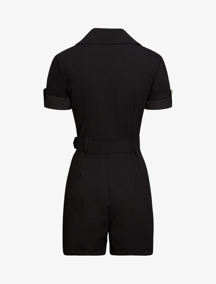 Combishort fluide unie - Noir - 2