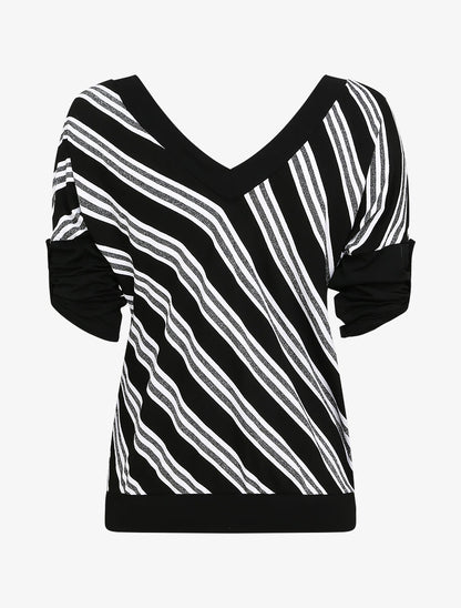 Top droit rayé irisé - Noir - 2