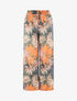 Pantalon droit taille haute imprimé tropical - Vert olive - 1