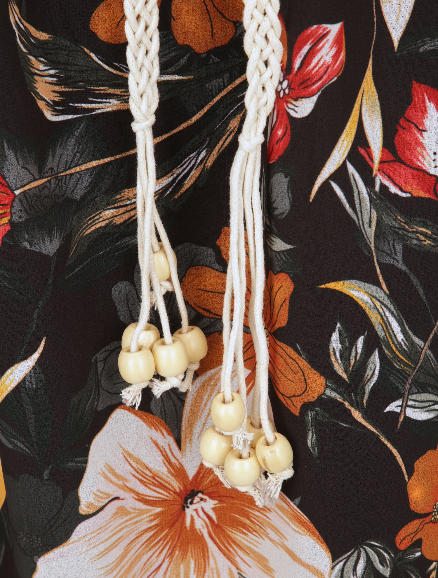 Robe droite à imprimé grandes fleurs - Noir - 3