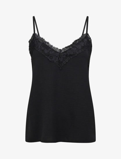 Caraco droit uni col dentelle - Noir - 1