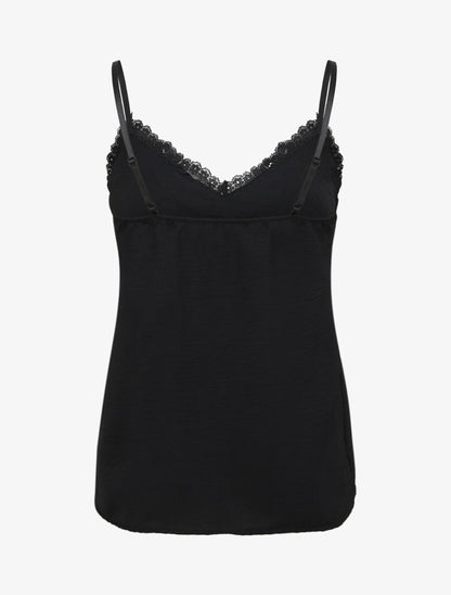 Caraco droit uni col dentelle - Noir - 2