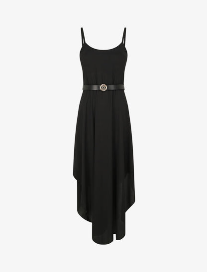 Robe longue asymétrique coupe patineuse - Noir - 4