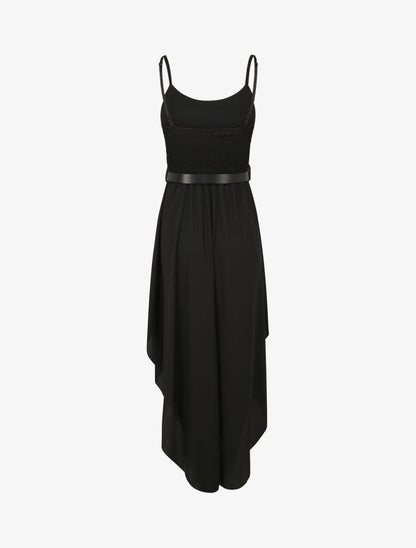 Robe longue asymétrique coupe patineuse - Noir - 2