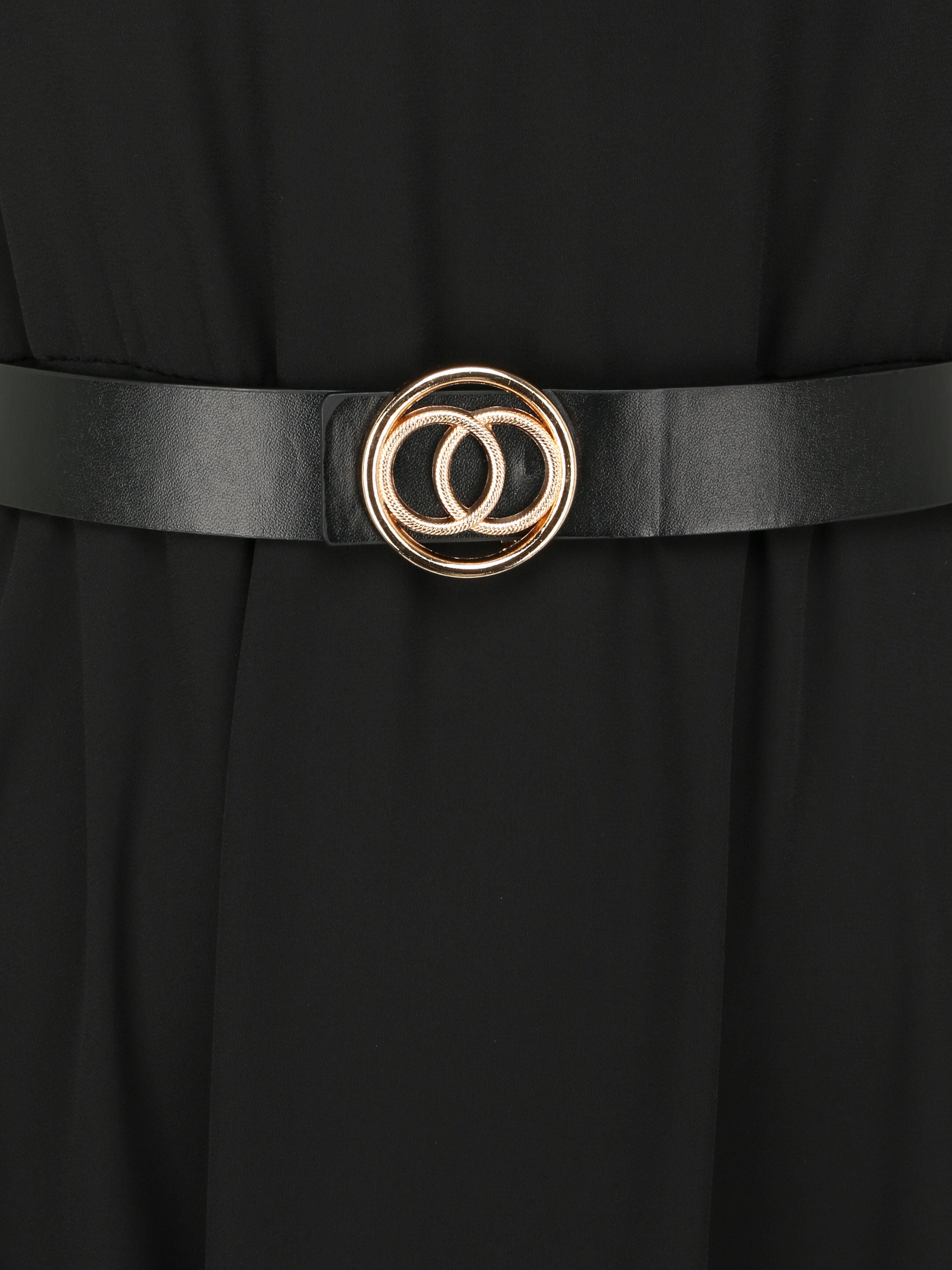 Robe longue asymétrique coupe patineuse - Noir - 3