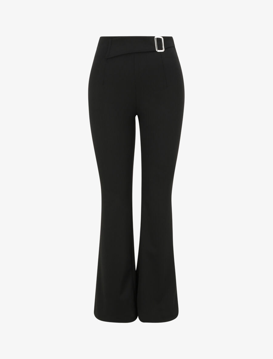 Pantalon taille standard coupe flare - Noir - 1