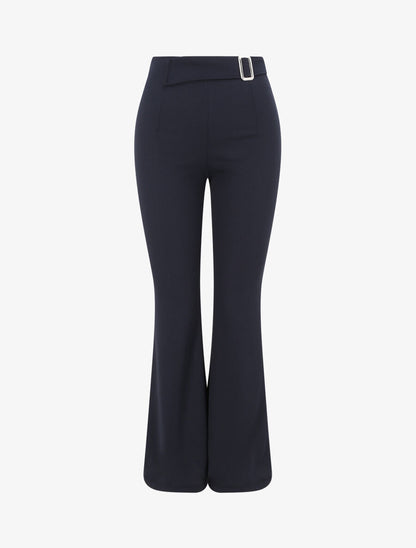 Pantalon taille standard coupe flare - Marine - 4