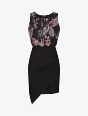 Robe asymétrique à imprimé feuillages - Noir - 1