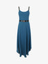Robe longue asymétrique coupe patineuse - Bleu canard - 4