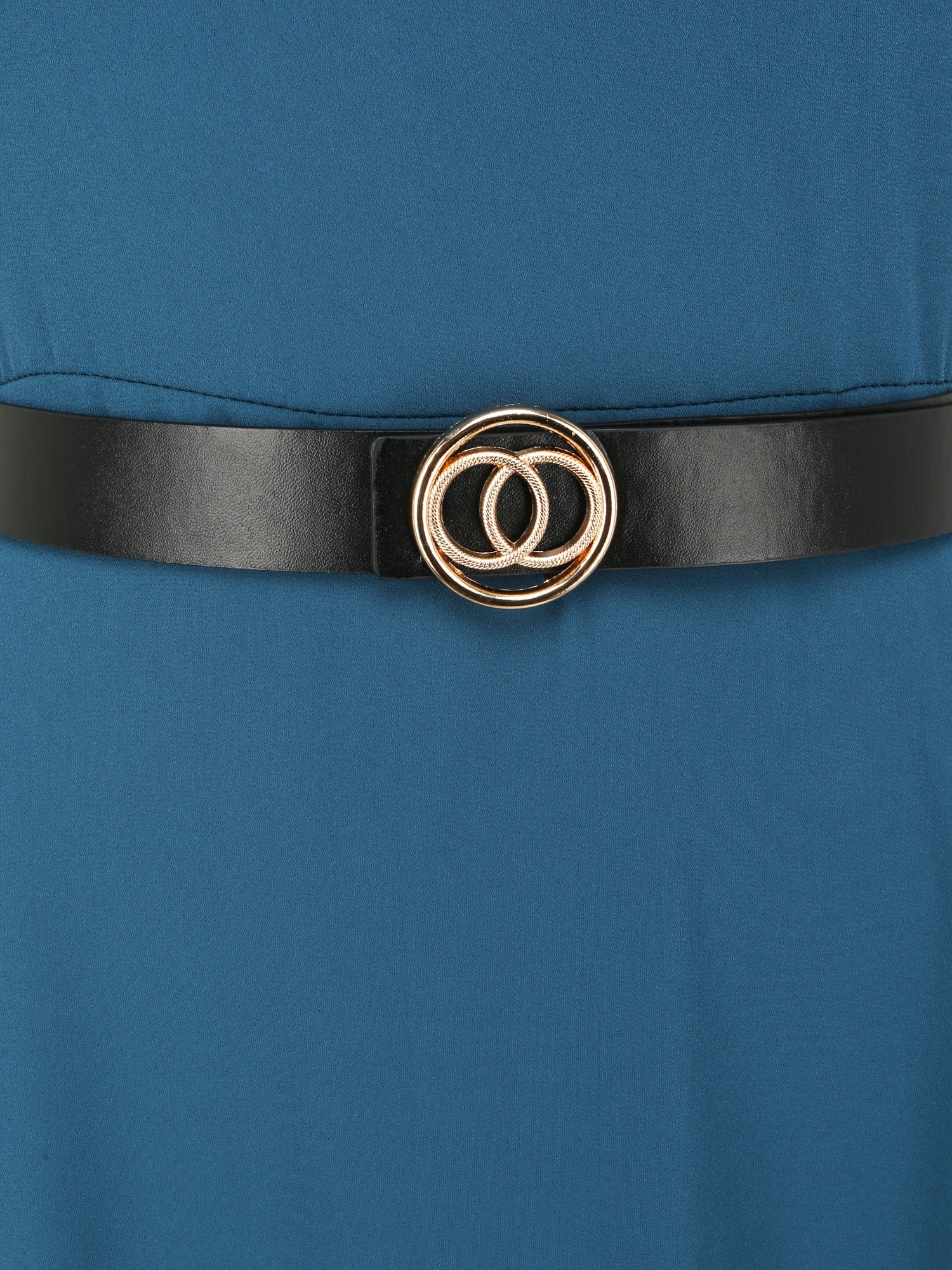 Robe longue asymétrique coupe patineuse - Bleu canard - 3