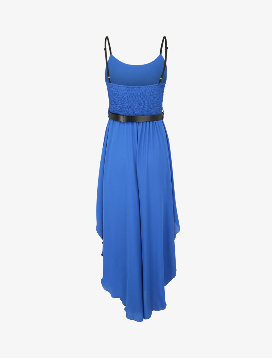 Robe longue asymétrique coupe patineuse - Bleu électrique - 2