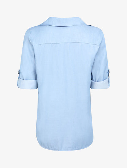 Chemise droite unie style jean - Denim clair - 2