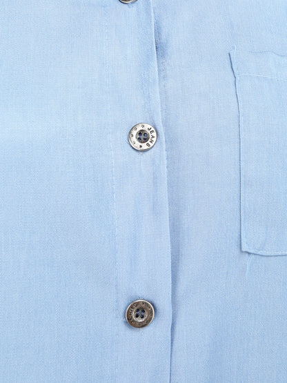 Chemise droite unie style jean - Denim clair - 3