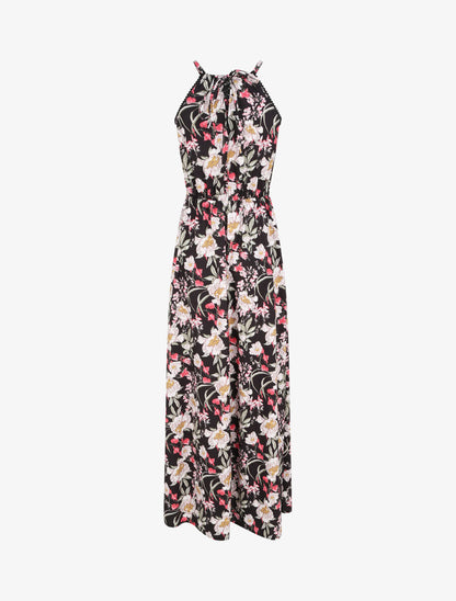 Robe longue à imprimé fleurs - Noir - 2